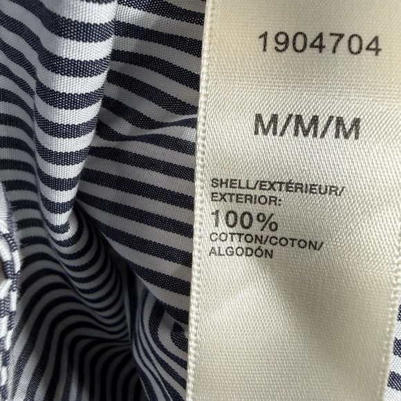 NWT Steve Madden Women's Polished M White/blue Pinstripe Button-Up Peplum Shirt - Picture 7 of 16